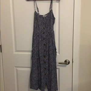 Blue and white floral midi dress